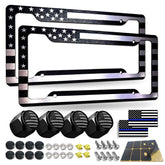 BGGTMO American flag license plate frame front view showcases durable aluminum construction.