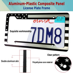BGGTMO American flag license plate frame rear view shows rustproof, weather-ready design.