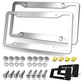 BGGTMO stainless steel license plate frame front view with mirror finish and rust resistance.