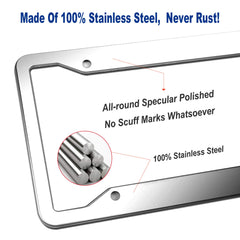 BGGTMO stainless steel license plate frame rear view shows a sleek mirror polish.