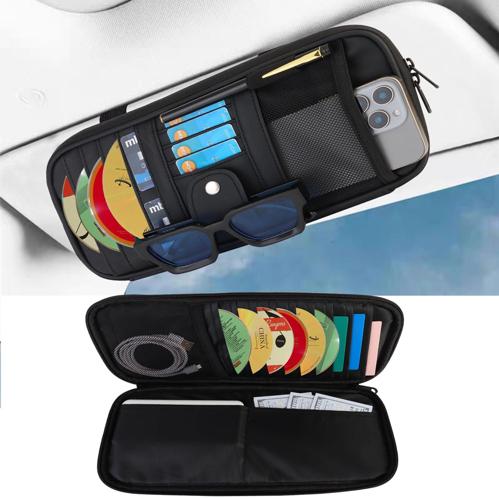 BGMTIMAI car visor organizer front view showing spacious layout for quick access