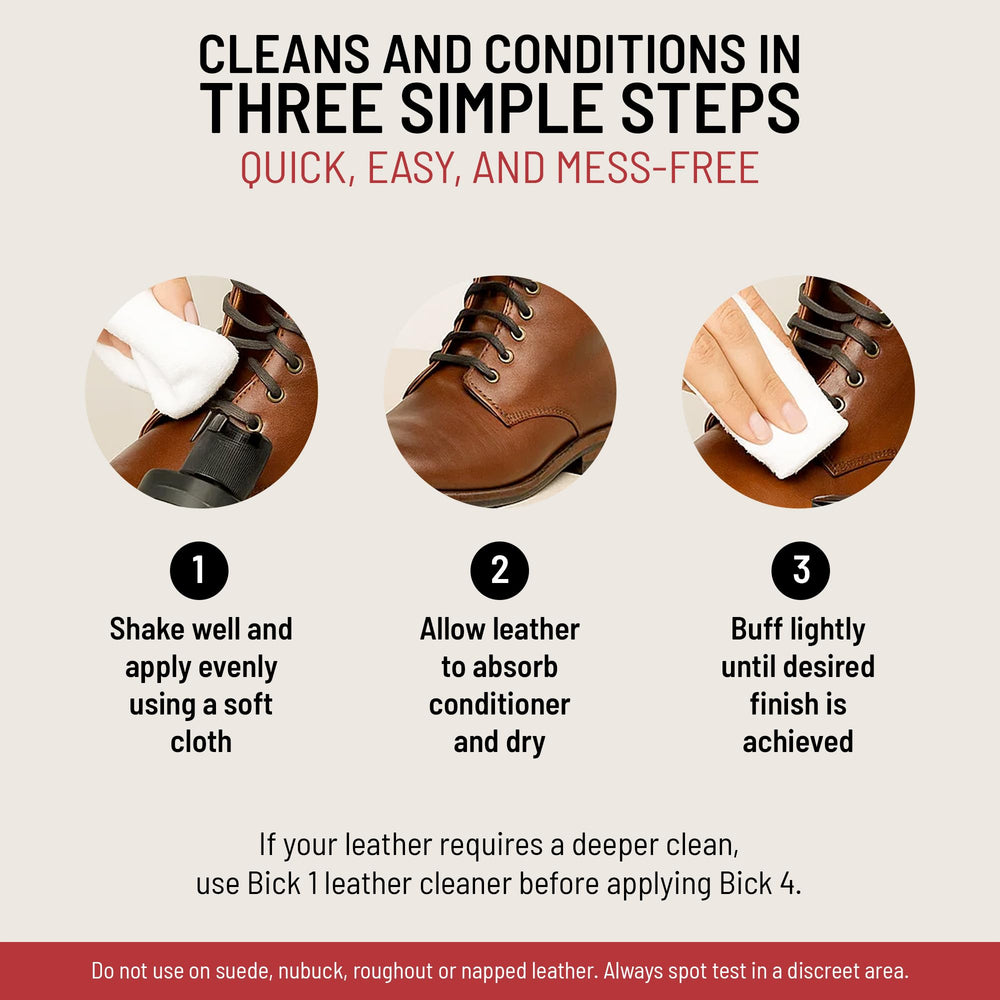 Bickmore Bick 4 Leather Conditioner wax-free formula preserves breathability.