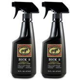 Bick 5 leather cleaner spray bottle applying conditioner to leather.