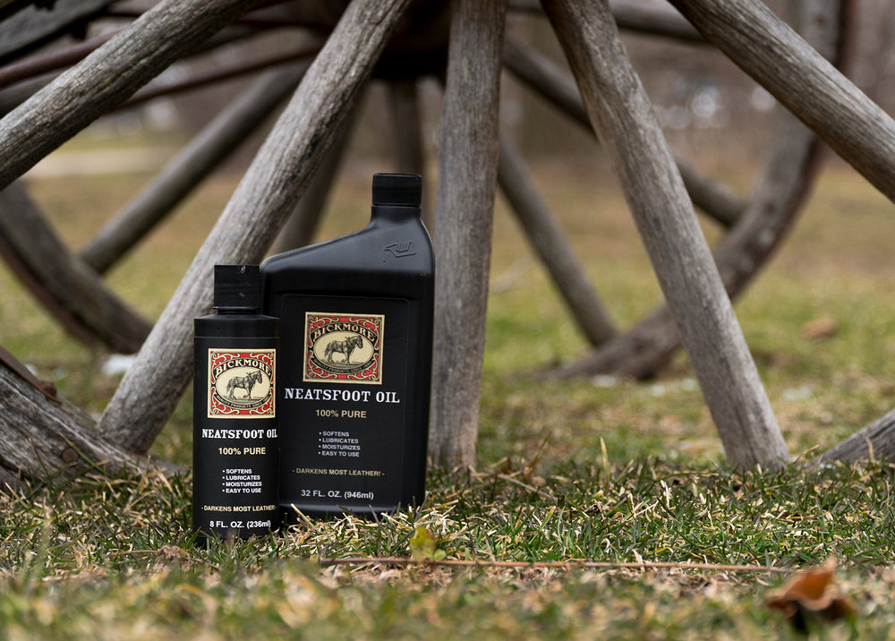 Bickmore Neatsfoot Oil repels water on finished leather goods