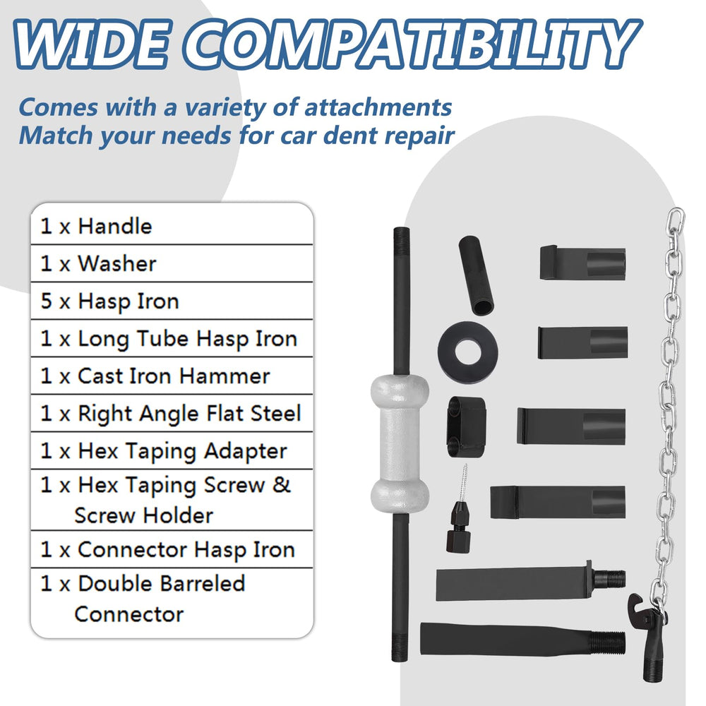 Bicos 10lb slide hammer demonstrating strong pulling force for dent repair