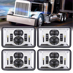 BICYACO 4x6 LED headlights seen from the front with rectangular shape and crisp illumination.