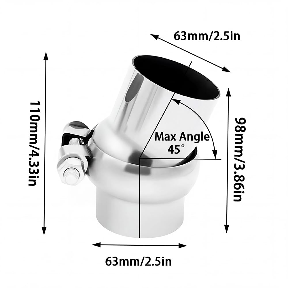 Bielpord universal exhaust elbow 63mm suitable for many systems