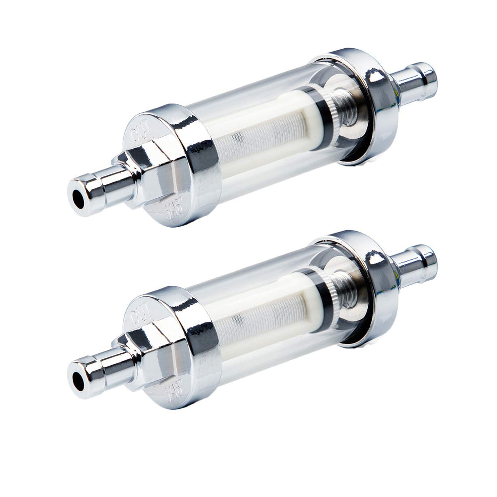 Big Auto Parts inline fuel filter with clear glass view for easy maintenance checks.