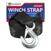 Big-AutoParts winch strap with safety hook secures trailers.