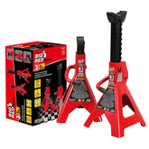 BIG RED 3-ton jack stands, side view, sturdy forged steel construction for vehicle support.