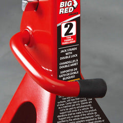 BIG RED T42002A jack stands in use, supports up to 4,000 lb.