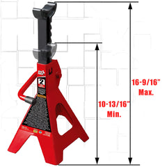 Big RED Torin steel jack stands showing large saddle contact for load stability