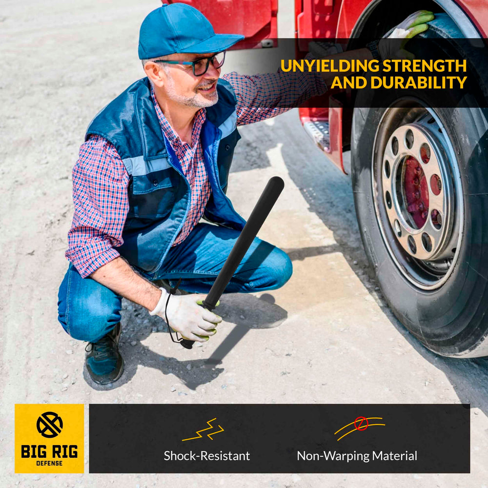 BIG RIG DEFENSE B R on-road tire check tool in action