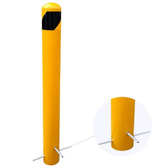 Bigalleons 58-inch bollard post top view with high-visibility yellow coating improves safety.