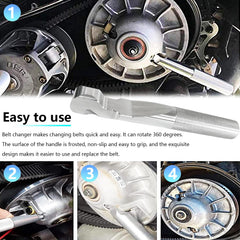 BIGLKNM belt-changing tool enabling 360-degree rotation for secondary clutch access.
