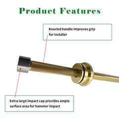 BIGLKNM cam bearing driver spool shown with alignment features, reducing risk of bearing damage.