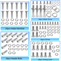 BIGLKNM stainless steel bolt kit for SBC with durable, corrosion-resistant bolts