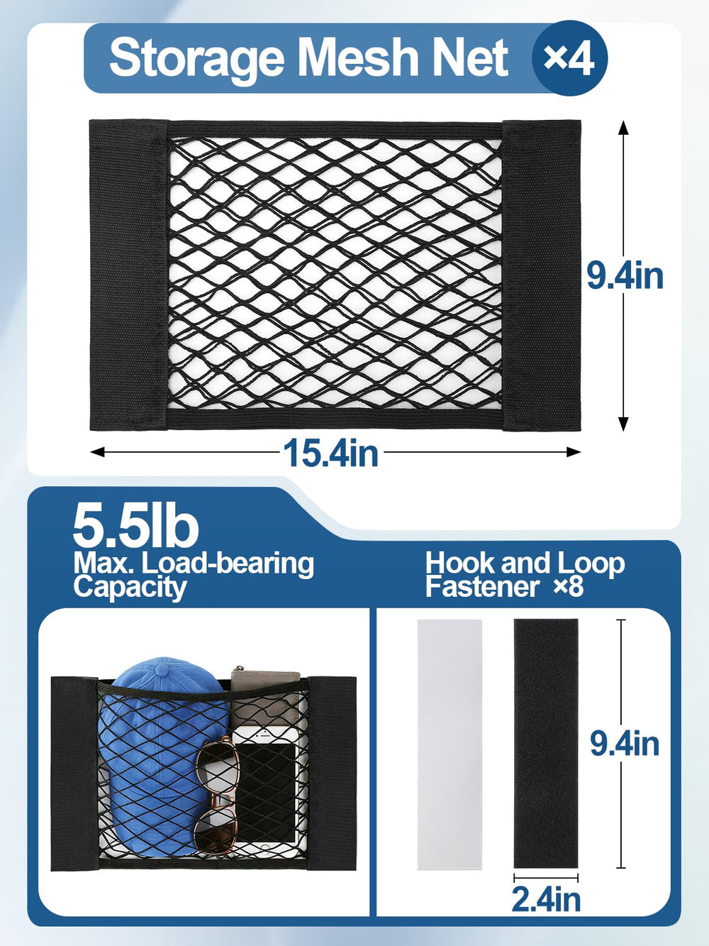 Easy installation with included strips for space management