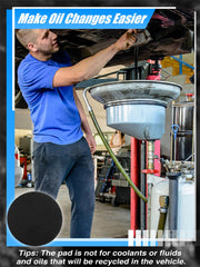 Bigmeta round splash pad supports engine oil changes with splash protection