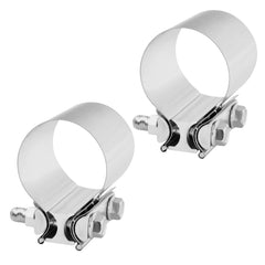 BIGREAT exhaust clamp in polished stainless provides a strong 2-1/2 inch connection.