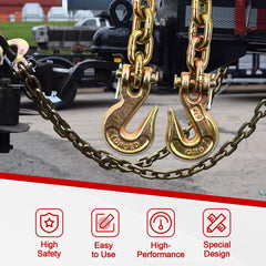 BIGREAT tow chain in truck setup illustrating 4:1 safety factor.