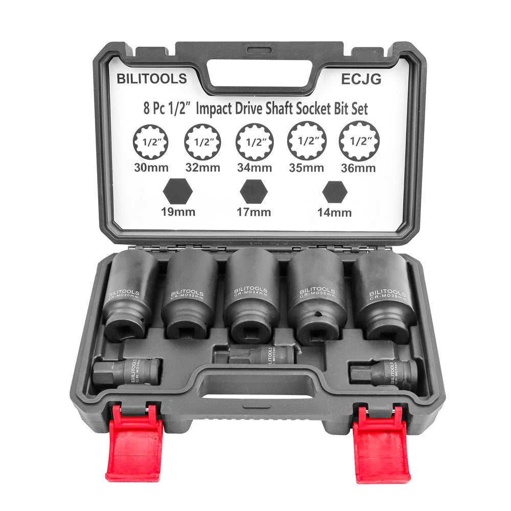 Bilitools 12-point axle nut socket set in case for quick access and organized work.