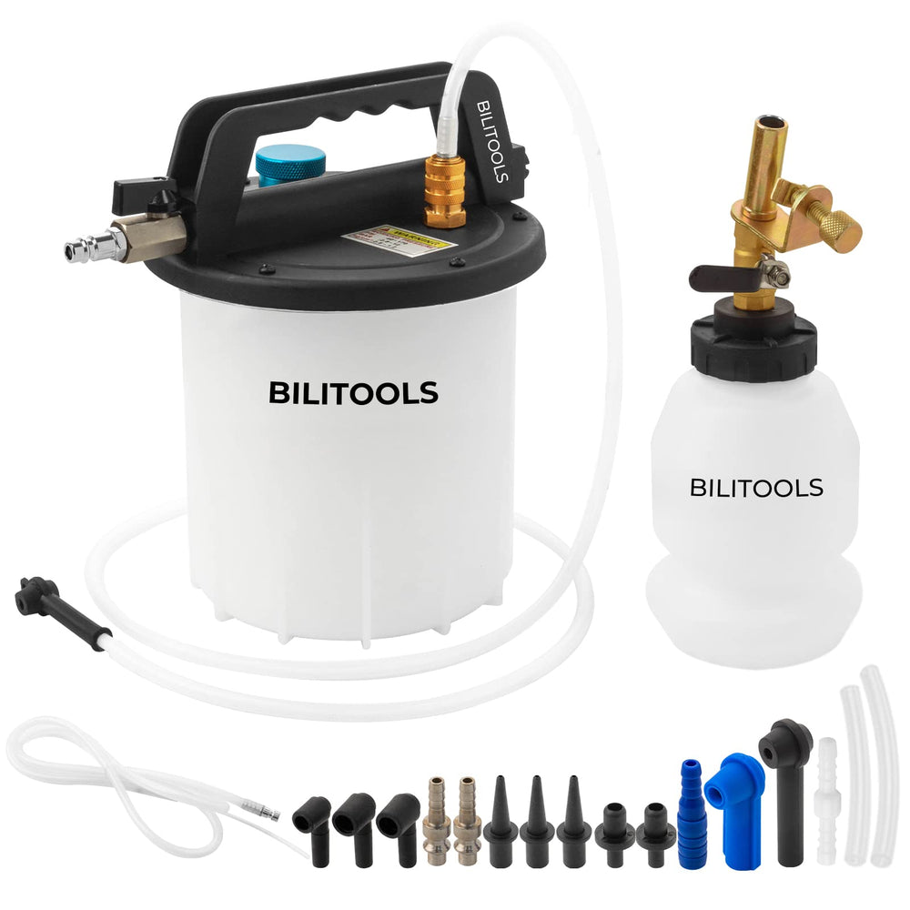 BILITOOLS 3L brake bleeder kit overview with components for easy DIY brake work.