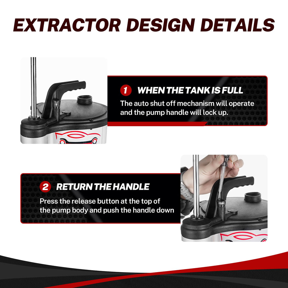 BILITOOLS 9L oil extractor capacity graphic shows a 9-liter reservoir.