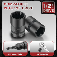 BILITOOLS long-bit sockets 43mm for extended reach during caliper work.