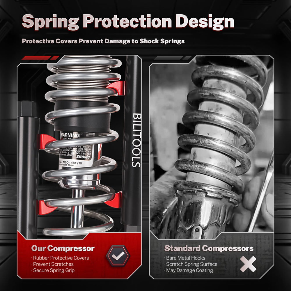 BILITOOLS kit shown in use during rear shock removal in a garage