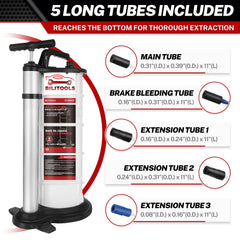 BILITOOLS 9L oil extractor tank shows translucent, large-capacity reservoir.