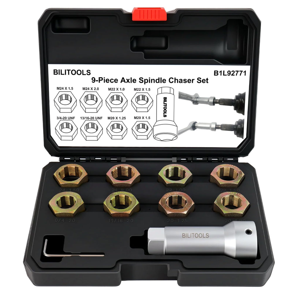 BILITOOLS axle spindle rethreading tool kit for precise restoration in automotive work