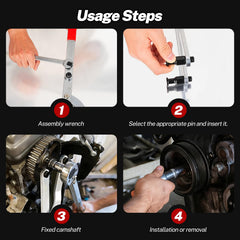 BILITOOLS extended-leverage handle eases pulley removal.