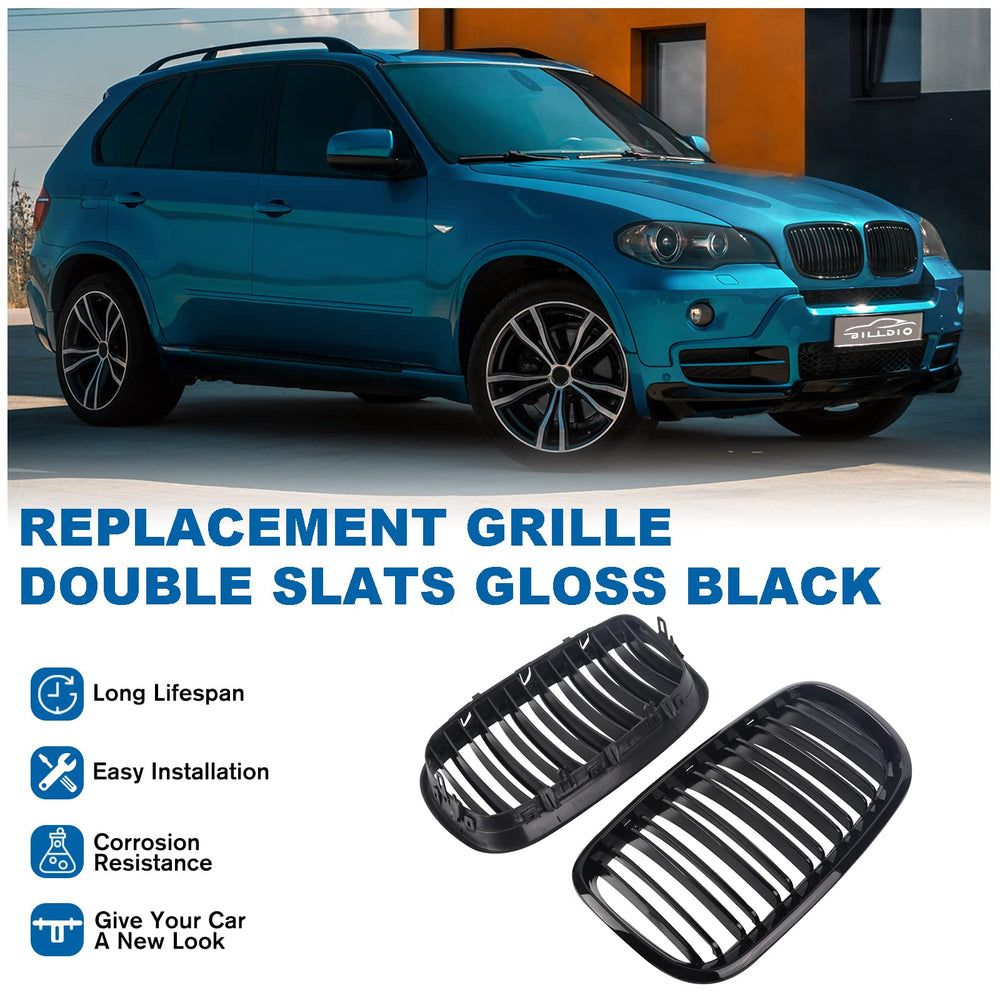 BILLDIO BMW X5 E70 front grille in glossy black improves aesthetics