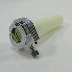Billet Proof Designs chrome 1in throttle assembly for Harley single-cable control with smooth feel.