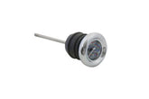 Billet Proof Designs chrome shorty dipstick with oil temperature gauge for Harley XL—easy to read