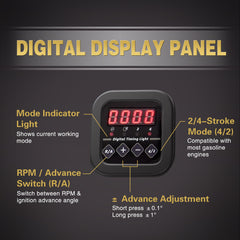 BINGOX digital timing light xenon strobe in action highlights timing marks precisely.