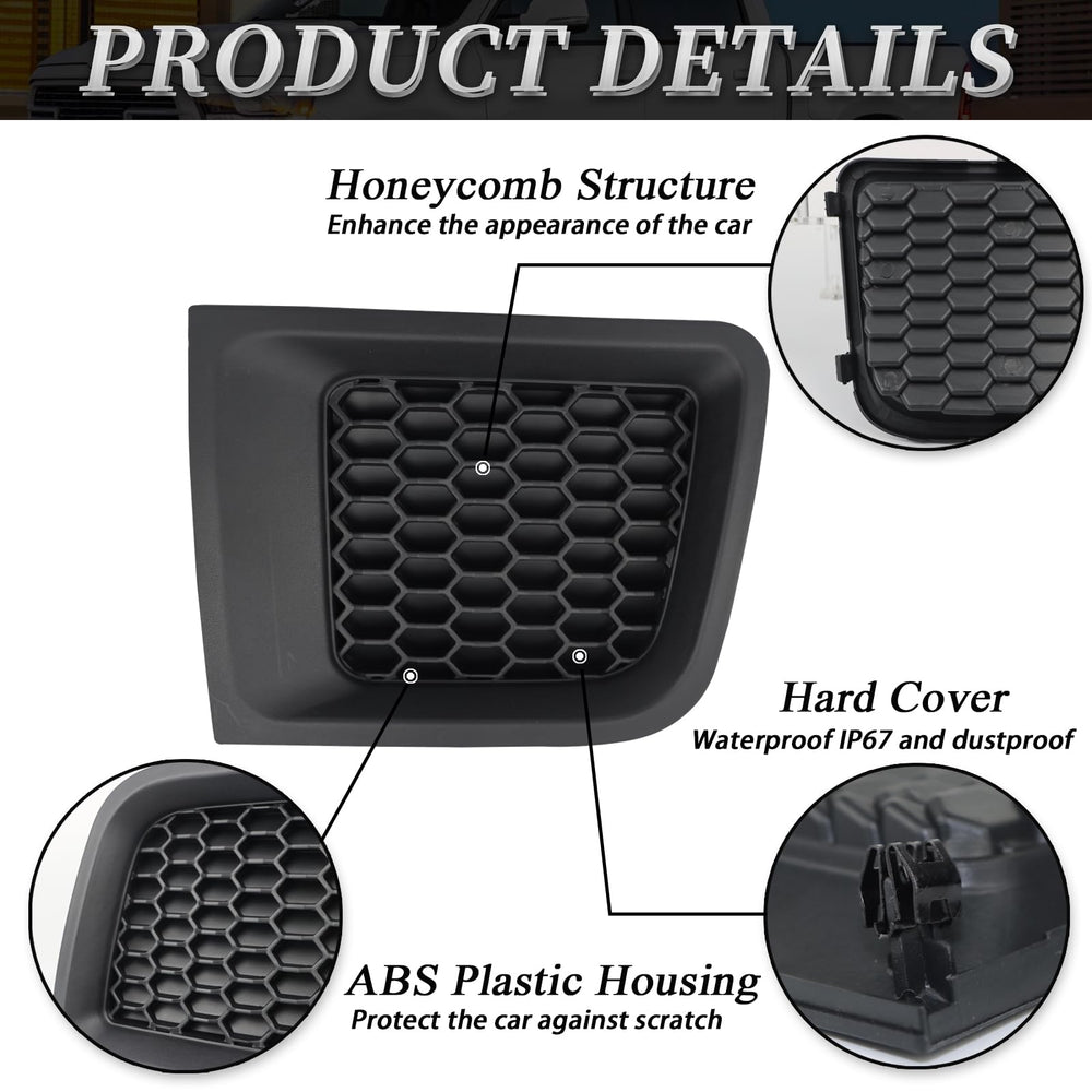 BINQIGOO grille cover side view highlights secure attachment, no modification required
