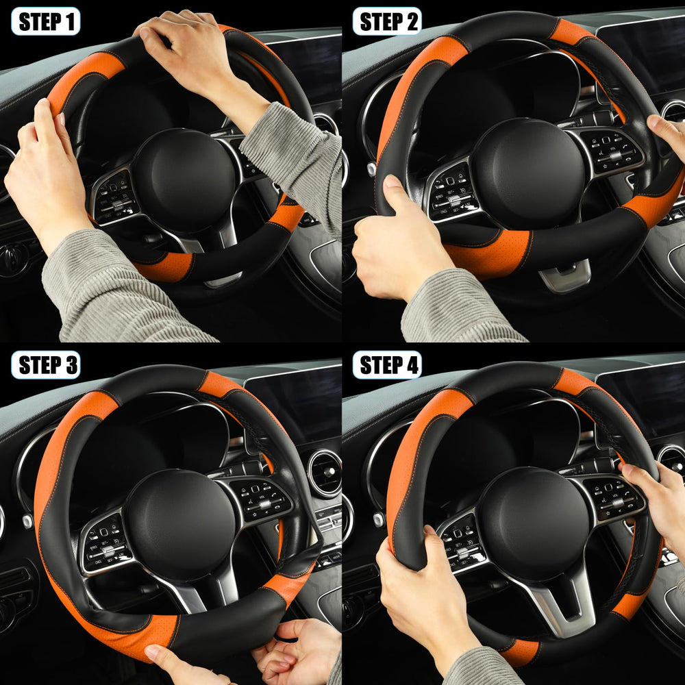 Binsheo luxury leather wheel cover with sporty detailing for a premium look.