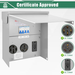 Binwacool 50-amp RV outlet panel delivering robust external power for campers.