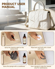BIOOICH leather care in-use step1 demonstrates cleaning and prep.