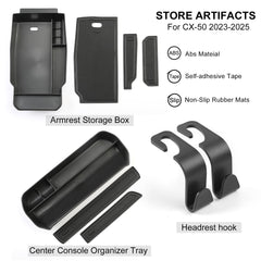 Birbenben CX50 armrest storage box reduces cabin clutter.