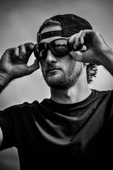 Birdz Eagle padded goggles with black frames and yellow lenses for cloudy conditions