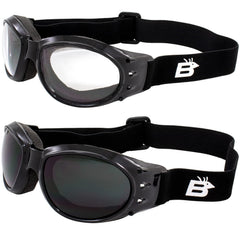 Birdz Eagle Red Baron goggles with clear lenses for daytime visibility and wind protection.