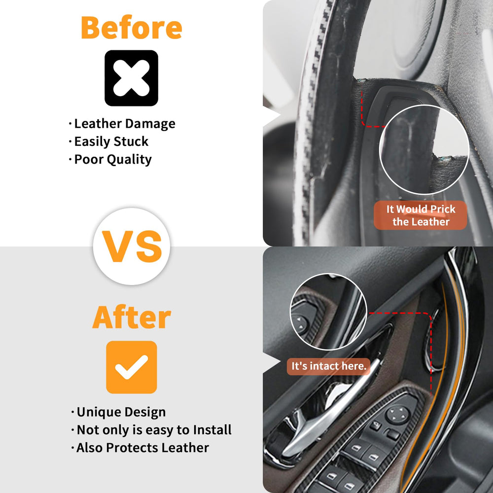 BJchiwu carbon fiber door handle cover on right side for BMW, refined interior styling.