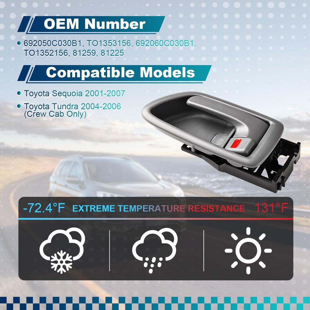 BJYXSHOP interior door handle for Sequoia, rear-right close-up, sturdy high-quality plastic.