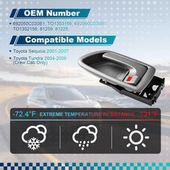 BJYXSHOP interior door handle for Sequoia, rear-right close-up, sturdy high-quality plastic.