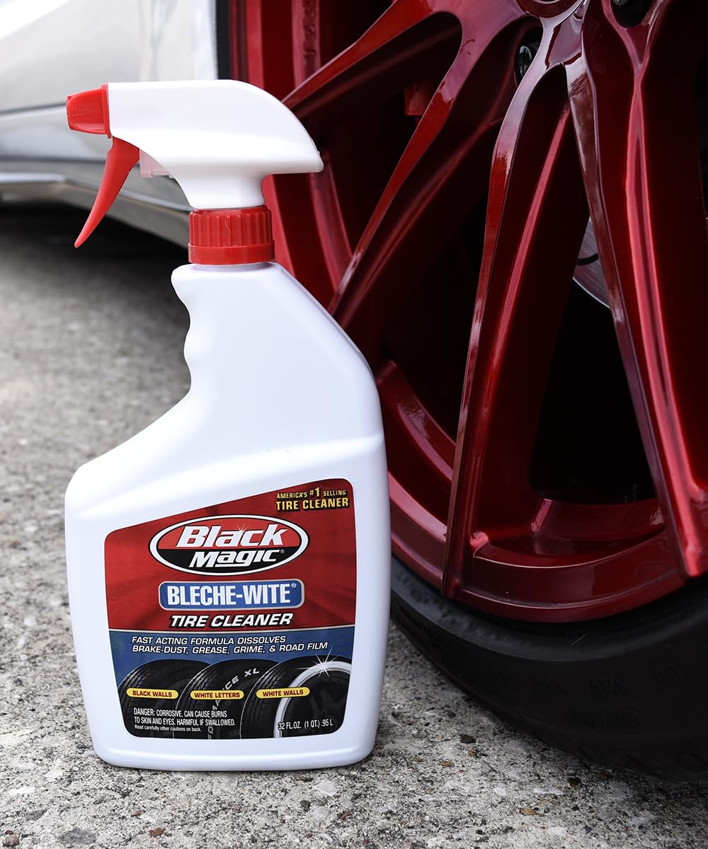 Close-up showing Brake dust removal on tire with Bleche-Wite