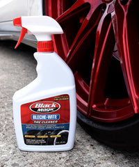 Close-up showing Brake dust removal on tire with Bleche-Wite