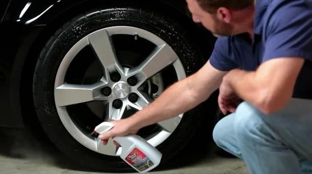 Whitewall tire cleaning with Bleche-Wite for refreshed appearance